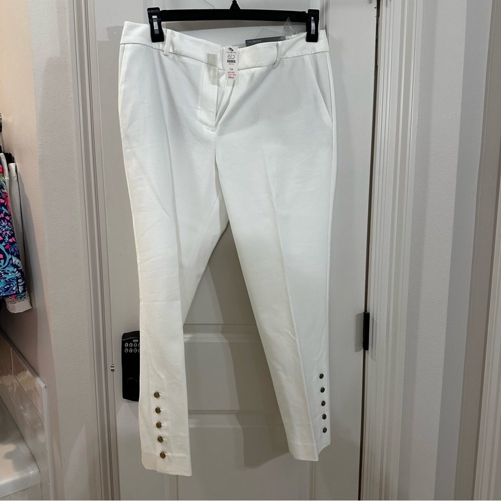 NWT Talbots Hampshire Ankle Pant in 12P with gold accents